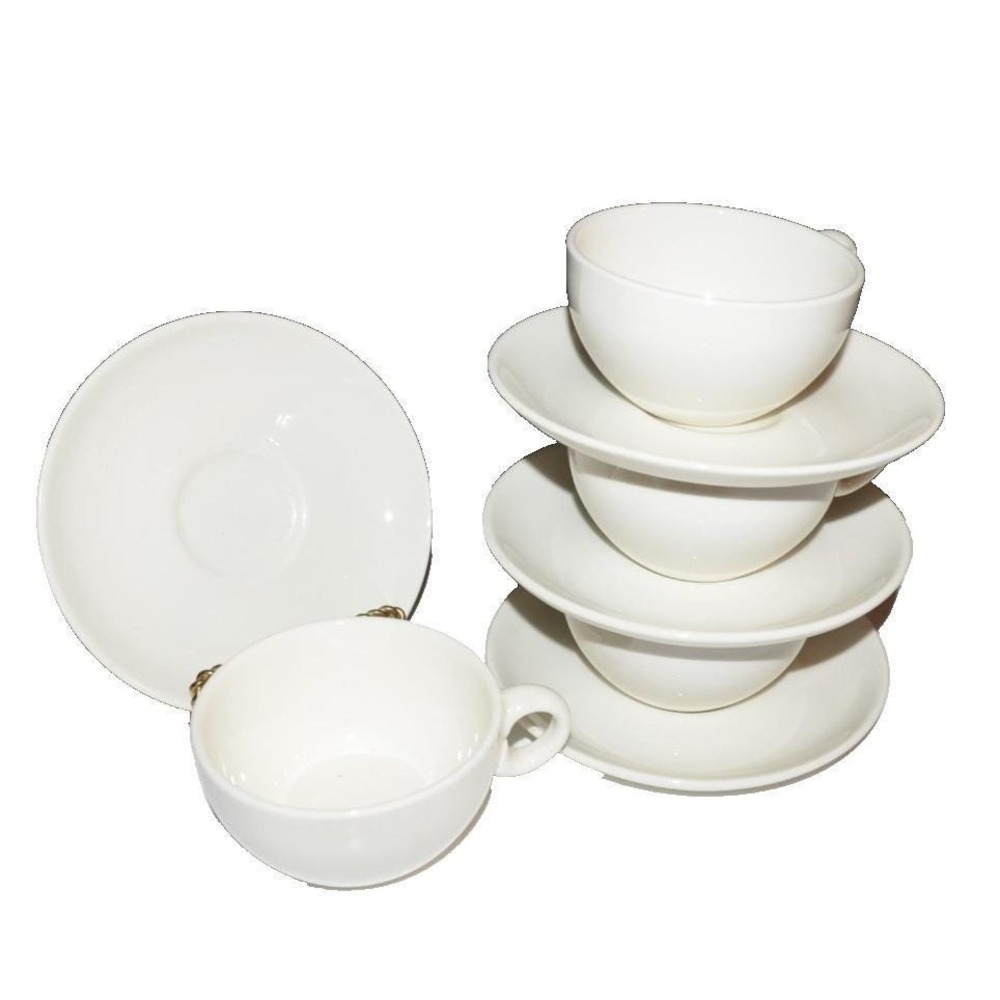 Russel‎ Wright Iroquois  China Set of 4 Cups & Saucers White USA